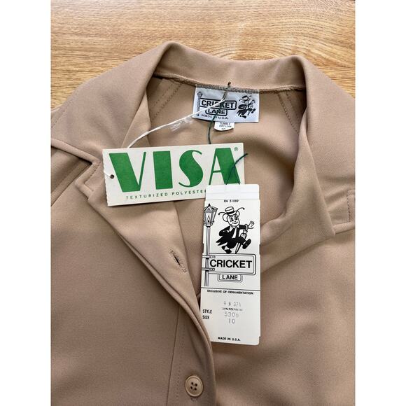 NWT 60s 70s Vintage Cricket Lane Short Sleeve Button Retro Preppy Shirt Size M - Picture 6 of 6